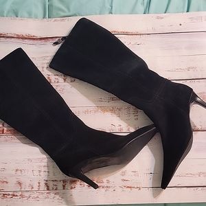 Chaps Suede Knee High Heel Boots